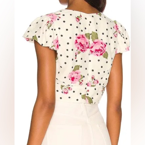 Revolve LPA Tracy crop top white, polka dot, floral - Picture 5 of 8